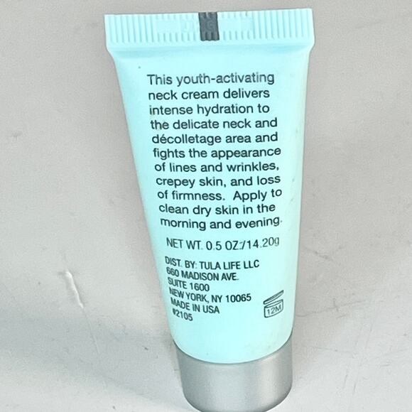Tula Advanced Neck Cream Moisturizer Probiotic Wrinkles Travel .5 fl oz 15ml New - Picture 3 of 4